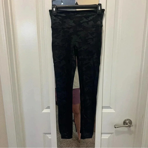 Spanx Faux Leather Camo Leggings in Matte Black Camo - Picture 1 of 4